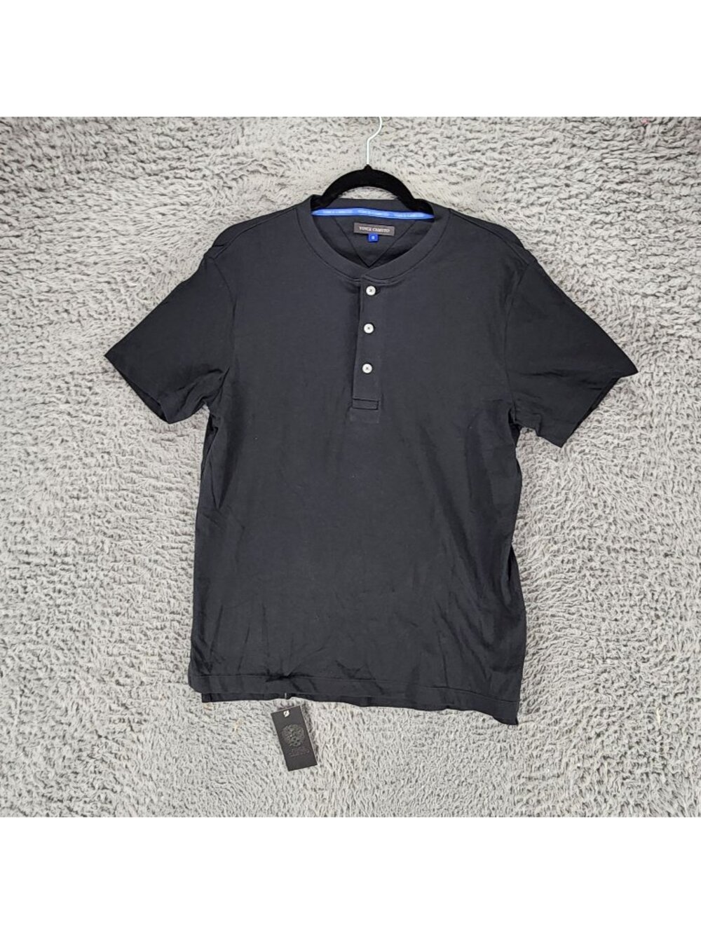 Vince Camuto Shirt Mens Small Black Short Sleeve Henley *NWT*